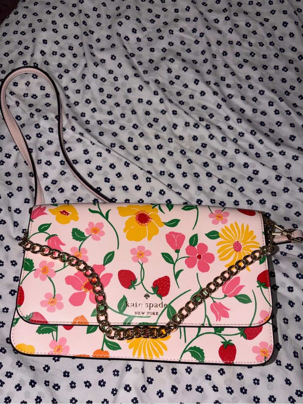 kate spade Pink Floral & Fruit Chain Crossbody Bag
